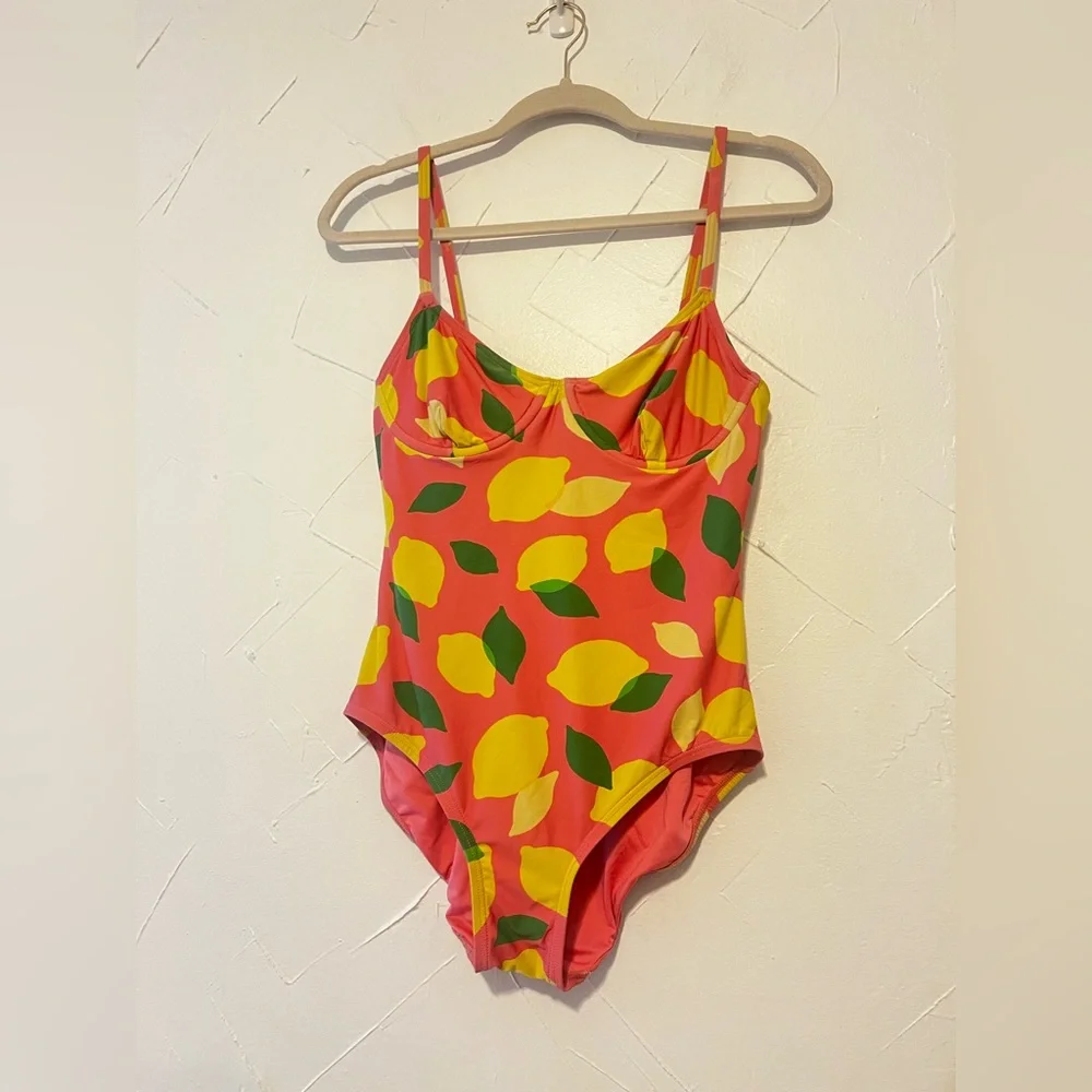 Kate Spade Pink Lemonade Lemon One Piece Swimsuit Size Medium M